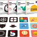 Hahaland Flash Cards Baby Visual Stimulation Cards for 0-3-6-12-36 Months, 0-3 Months Infant Newborn Tummy Time Toys Gifts 6''6'' Large for Sensory Development Black White Card Set