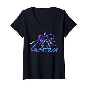 Womens Kpop Demon Hunters Huntrix Ready for Battle Poses V-Neck T-Shirt XXL