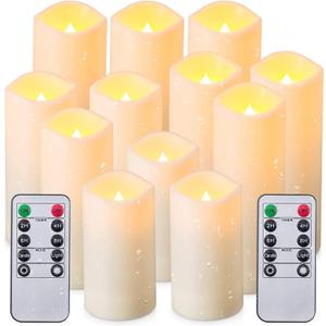 CLTNIKET12-Pack LED Flameless Candles(D 2.2''X H 4'' 5'' 6'' 7'') with Remote Control Waterproof Outdoors & Indoors, Battery Candles with Remote Timer, Decorative Remote Led Candles.
