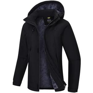 Pdbokew Women's Skiing Snowboarding Jackets Fleece Hood Mountain Snow Coat, Black, 4XL