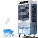 Uthfy 43" Swamp Cooler, 3900CFM Evaporative Air Cooler with 10.6 Gal Water Tank, Remote, 120 Oscillation, 3 Speeds, Portable Cooling AC Fan, Outdoor Air Conditioner for Patio Garage Commercial Use