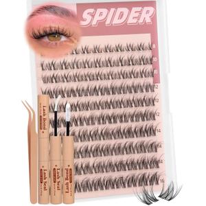 Spider Lash Clusters Kit Breeze Wispy Eyelash Clusters Natural Fluffy Lash Extension Kit D Curly Eyelash Extension Kit Light Cluster Eyelash Extensions DIY Individual Lashes Clusters by TNFVLONEINS