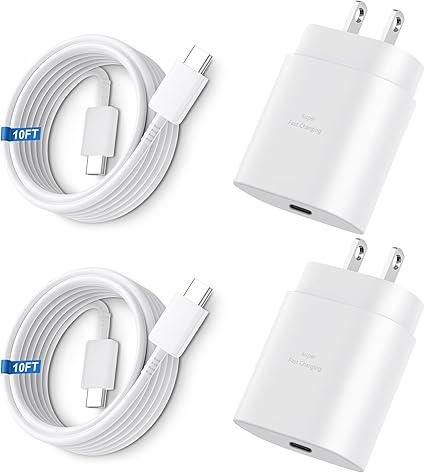Super Fast Samsung Charger 25W USB C Android Phone Charger Block,1Pack 10FT Long Samsung Charger Fast Charging Cord Type C Wall Chargers for SamsungGalaxy S26 Ultra/S26+/S25 Ultra/S24+/S23/S22/S21/S20