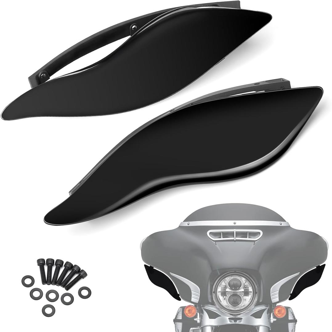 PBYMT Side Wings Air Deflectors, Fairing Side Wing Windshield, Black Adjustable Wind Deflectors Compatible for 2014-2024 Harley Electra Glide Street Glide Tri Glide Ultra Limited Fairing Side Shield