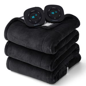 Bedsure Electric Blanket King Size  Dual Control Heated Blanket King Size, Fast Heating with 10 Time Settings & 10 Heat Settings, Warm Gift for Grandma (100x90 inches, Black)