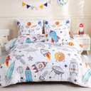 Mewevhom 8 Pieces Full Size Comforter Sets Bed in a Bag for Kids,Space Rocket Astronaut Comforter,Solar System Planet Bedding Sets with Sheets for Boys Girls