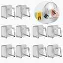 Rowcay Pot Lid Organizer, Kitchen Sink Sponge Hanging Rack, 5 Pair Stainless Steel Brackets with Adhesive, Suitable for Kitchen, Bedroom, Bathroom, Ideal for Saving Space (silver gray)