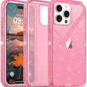 TUTUKII for iPhone 15 Pro Case Clear, Anti-Drop, Transparent, Shockproof, Military Grade Drop Protection, Heavy Duty Protective Phone Case Cover for 15 Pro 6.1", Pink Glitter