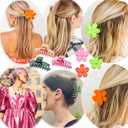 Hair Claw Clips 6PCS Flower Hair Clips  Big Cute Claw Clips For Women Thin Hair, Large Claw Clip for Thin Thick Curly Hair 90's Strong Hold 4.33 Inch Nonslip Matte Hair Clips 6 Colors