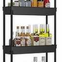 Sooyee 4 Tier Slim Storage Cart,Rolling Storage Cart,Narrow Shelf,Bathroom Rack,Mobile Shelving Unit Organizer for Kitchen, Bathroom, Laundry Room, Black