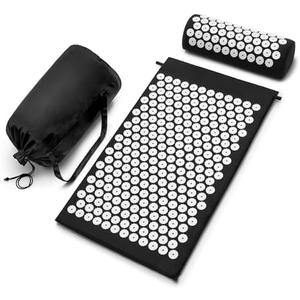 Sivan Back and Neck Pain Relief Acupressure Mat and Pillow Set, Chronic Back Pain Treatment - Relieves Your Stress of Lower Upper Back and Sciatic Pain - Black