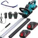 20'' Hedge Trimmer Cordless with Battery, Electric Handheld Bush Clipper with 2 Pack Rechargeable Batteries, 3000RPM 180 Rotatable Head, 2/3'' Blade Gap, Gardening Gifts for Mother's Day