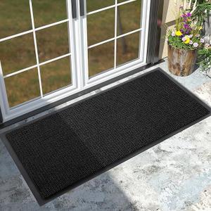 Yimobra Doormat Outdoor Indoor Entrance 47 x 24, All-Season All-Weather Front Door Mat, 100% Waterproof Welcome Matt for Floor Garage Outside Entry, Stain and Fade Resistant, Black