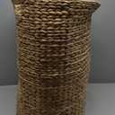 Round Woven Wicker Laundry Hamper with Lid - Large Water Hyacinth Storage Wicker (Natural Brown, 18x18x23 in)