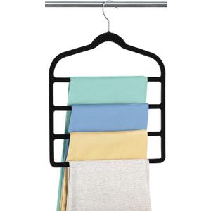 Velvet Pant Clothes Hanger Space Saving Non Slip Shorts Hanger, Myfolrena Jeans Slack Trousers Hangers Multiple Velvet Hanger Closet Organizer Storage and Organization for Jeans,Scarf,Tie(Black)
