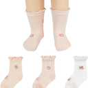 American Trends Baby Girls Toddler Anti Slip Non Socks Cotton Crew Socks ( 6-12 Months)