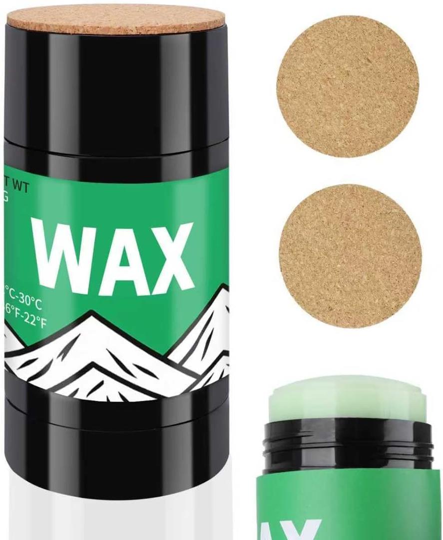 Rub On Ski and Snowboard Wax, 80G with 2 Cork Applicators, Universal Temperature, Portable Cross-Country