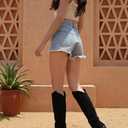 iiimmu Tall Cowgirl Boots Women Pointed Toe and Block Heel Cowboy Suede Boots with Embroidered, Black, Size 7.5