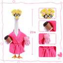 Lady Porch Goose Outfits,Bathrobe Porch Goose Statue Costume with Curlers Reading Glasses Coffee Cup Towel,Cute Goose Clothes for 23-Inch Cement or Plastic Statue,Lawn Yard Garden Patio Decor(Pink)