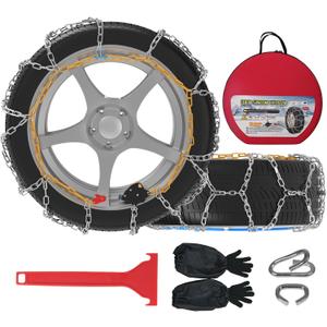 Auto-Fixing Snow Chains, 30s Quick Fit Easy Installation Tire-Chains, Portable Reusable High Carbon Steel Anti Slip Tire Chain for Passenger Car, Pickup Trucks and SUV - Set of 2 (HKN-140)