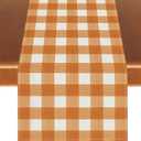 2 x Watercolor Black White Buffalo Check Plaid Table Runner Gingham Tablecloth Farmhouse Spring Summer Fall Home Kitchen Table Decorations-1372'' (Orange and White)