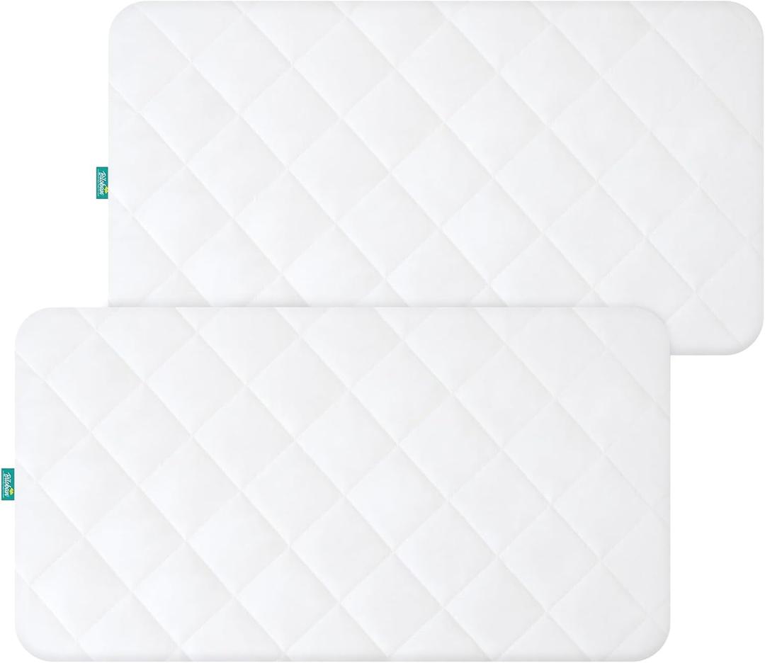 Waterproof Crib Mattress Protector 2 Pack Fitted Crib Sheets Cover Toddler Bed Mattress Pad Protector for Boys Girls, Skin-Friendly & 100% Absorbent Machine Wash (White)