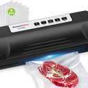 Bonsenkitchen Vacuum Sealer Machine for Food, Multi-Functional Food Sealer, Automatic Operation Mode, Commercial Grade, Compact Design, with 5 Vacuum Bags, Black-Silver