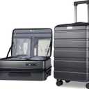 KROSER Carry On Luggage with Spinner Wheels & Built-in TSA Lock, Expandable Top Opening Hard Shell Suitcase Large Capacity Durable Rolling Luggage with USB Port, Carry-On 20-Inch, Steel Grey