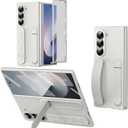 for Samsung Galaxy Z Fold 7 Protect Case with Wristband Stand,Bulit-in Screen & Lens Protection Shockproof Full Body Drop Fall Protection.(White)