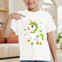 4th of July Shirts Kids Bow Patriotic Tshirt Boys Girls American Flag Bow Tee Tops (White)