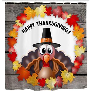 Thanksgiving Shower Curtain for Bathroom Decor, 72x72 inch