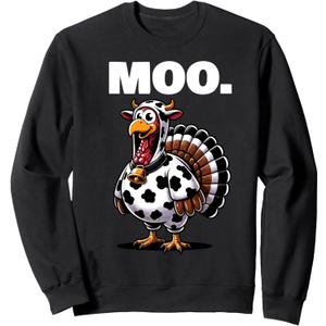 Turkey Moo Funny Thanksgiving Sweatshirt S