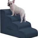 Mesa Lemon Dog Steps for Small Dogs, 4-Step Pet Ramp Stairs for High Beds and Sofa, Non-Slip Pet Stairs for Small Dogs and Cats, Removable and Easy to Clean Cover, Navy