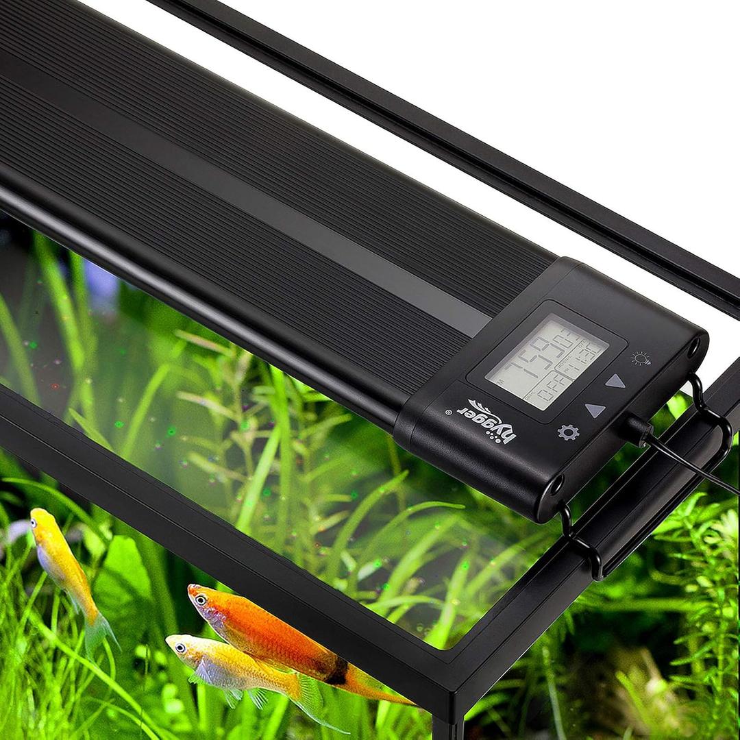 hygger Auto On Off 48-55 Inch LED Aquarium Light Extendable Dimable 7 Colors Full Spectrum Light Fixture for Freshwater Planted Tank Build in Timer Sunrise Sunset (72W(48"-55"))
