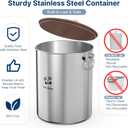 Paw Libero 25 Lbs Stainless Steel Dog Food Storage Container with Airtight Wooden Lid & Ceramic Bone Handle, Large Metal Dog Food Bin for Dogs & Cats, Keep Fresh, Easy to Clean, 25 lbs - 1pk