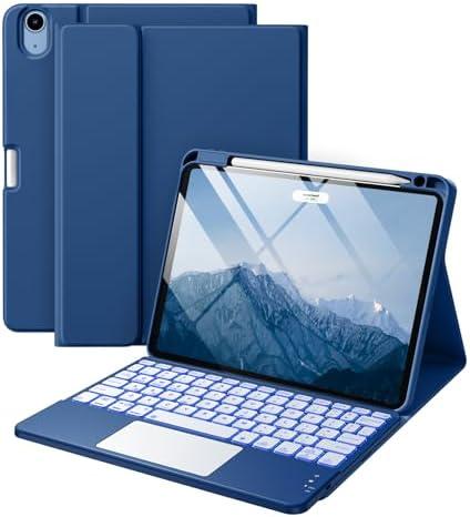 Harvopu Compatible with iPad Air 11 Inch & Air 5th/ Air 4th Generation Case with Keyboard - Multi-Touch Trackpad, 7-Color Backlit, Detachable Folio Cover for Air 11-inch M3/M2 (2025/2024) (Navy Blue)