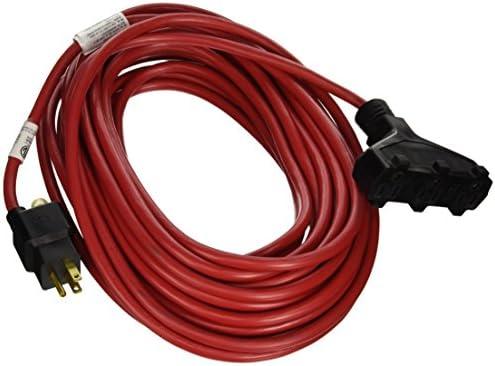 Prime CB614730 50-Foot 14/3 SJTW Triple-Tap Outdoor Extension Cord with Circuit Breaker Plug, Red