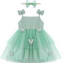 Toddler Baby Girl Dress Summer Sleeveless Cake Smash Tutu Dress Birthday Princess Party Photo Shoot Outfit 3M-4T (Green)