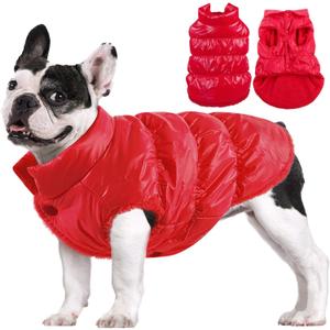 AOFITEE Dog Jacket, Dog Winter Coat, Waterproof Dogs Coats for Small Dogs, Warm Fleece Pet Snowsuit Puffer Jacket, Cozy Winter Pet Fleece Vest, Female Male Pets Cold Weather Coats, Christmas Red, XXL