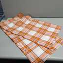 Solino Home - 100% Pure Linen Orange Tartan Plaid Table Runner 14 x 108. Checkered Table Runner 108 Inches Long for Party, Event, Dining, Summer