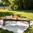 FUNYKICH 3.8ft Low Folding Picnic Table(45.7''x15.7''x10.3''), Thicker Aluminum Legs Beach Table with Handle & Carry Bag, Lightweight Small Camping Table for Picnic Beach Camping Party, Black