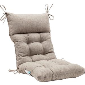 QILLOWAY Outdoor Rocking Chair Cushions Set of 2, 100% Polyester Waterproof Patio Rocking Chair Cushion, High Back Weatherproof Chair Pad for Adirondack & Outdoor Furniture, Tan,Grey, 2Counts/1Pack