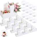 Qinyoung 12 Sets Mother's Day Flower Gift Box Cake Flower Gift Boxes with 12 Pcs Transparent PVC Cake Boxes Mother's Day Box for Teacher,Mom Wedding, Birthday Party(White,Classic,Blank)