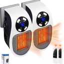 Ecowarm Plug in Heater - 2025 2 Pieces Upgraded 500W Ultra Air Heater with Thermal Protection, LED & Timer, Portable Plug in Space Heater Wall Outlet for Bedroom Bathroom - 2 Pieces