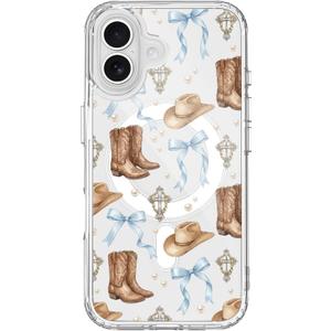 for iPhone 17 Pro Max Case | Western Cowboy Magnetic Phone Case | Compatible with MagSafe | Clear Transparent Soft Slim Fit Shockproof Protective Cover for Women