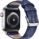 Compatible with Apple Watch Bands 49mm 46mm 45mm 44mm 42mm 41mm 40mm 38mm Alligator Leather Replacement Strap for iWatch Series 11/10/9/8/7/6/5/4/3 Ultra/SE 3/2/1 Unisex (Navy)