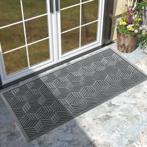 Yimobra Large Door Mat Outside Entrance 47x24, Waterproof Heavy Duty Outdoor Mats for Front Door, Non Slip Rubber Entry Mat for Garage Patio Indoor, Easy Clean, Grey
