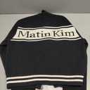 Matin Kim, Spell Point Stripe Wool Blended Knit Cardigan, Medium, Black