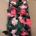 BLEUM CADE 5Pcs 41Ft Flower Garland Artificial Rose Vines with 32.8Ft String Lights, Cute Fake Hanging Flower Vines Floral Garland Decorations for Wedding Party Wall Room Decor Aesthetic