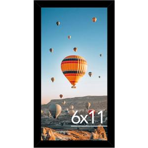 JCJMY 6x11 Picture Frame Black for Wall Hanging or Tabletop, Wall Mounting Horizontally or Vertically, 6 x 11 Wall Gallery Poster Photo Frame with Shatter Resistant Plexiglass, Black
